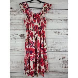 Destination 365 Pullover Midi Dress S Womens Multicolor Floral Sleeveless